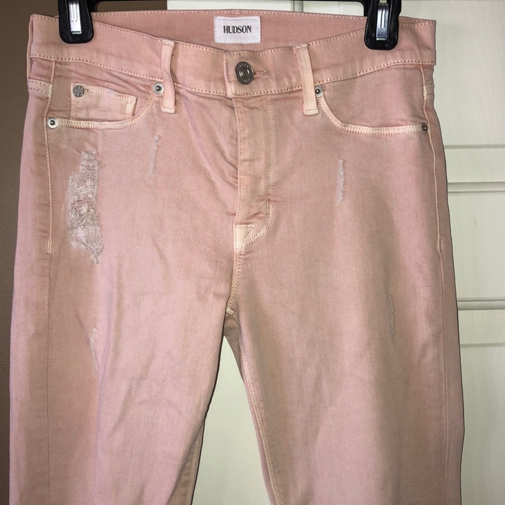 Blush stretch skinny jeans. Perfect Hudson fit!